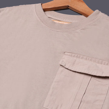 MINOR DEFECTION CREAM PLAIN WITH POCKET FULL SLEEVES T-SHIRT